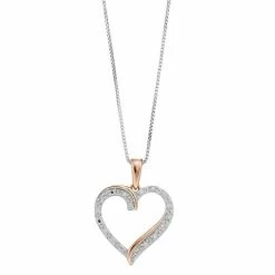 Cheapest β€οΈ Delicate Diamonds Sterling Silver 1/10 Carat T.W. Diamond Open Heart Pendant Necklace π₯°