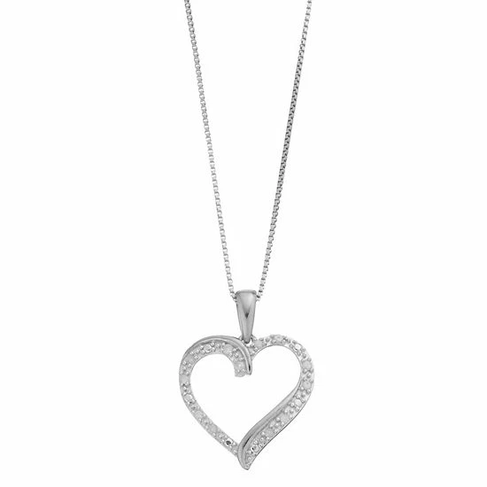 Cheapest ❤️ Delicate Diamonds Sterling Silver 1/10 Carat T.W. Diamond Open Heart Pendant Necklace 🥰 6 Cheapest ❤️ Delicate Diamonds Sterling Silver 1/10 Carat T.W. Diamond Open Heart Pendant Necklace 🥰 - Image 4