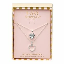 Cheapest ❤️ FAO Schwarz Two Tone Crystal Heart Pendant Necklace Set Silver Tone ⭐ -Valentine's Day Jewelry shop unnamed file 794