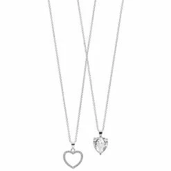 Cheapest ❤️ FAO Schwarz Two Tone Crystal Heart Pendant Necklace Set Silver Tone ⭐ -Valentine's Day Jewelry shop unnamed file 796