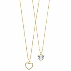 Cheapest ❤️ FAO Schwarz Two Tone Crystal Heart Pendant Necklace Set Silver Tone ⭐ -Valentine's Day Jewelry shop unnamed file 797