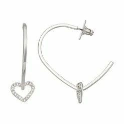 Hot Sale ๐ฅฐ Nine West Silver Tone Heart Drop Hoop Earrings ๐