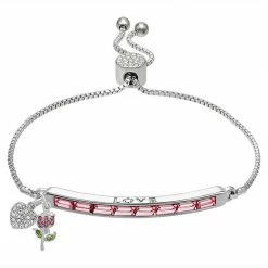 Hot Sale 😉 Brilliance Crystal "Love" Adjustable Bracelet With Heart & Flower Charms 👏