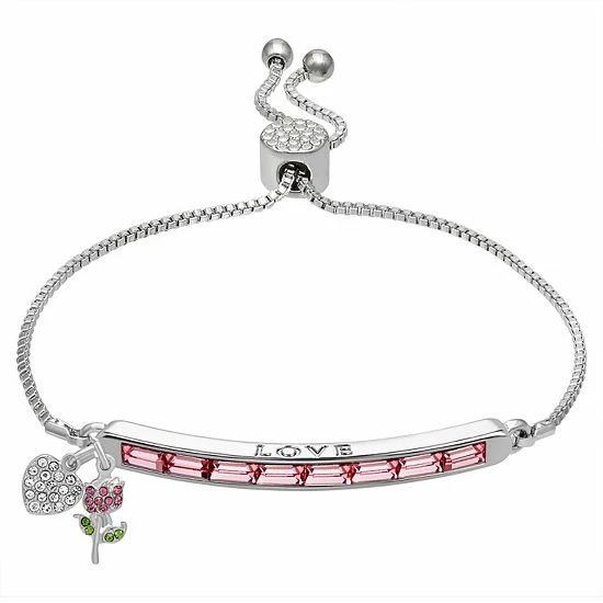 Hot Sale ๐ Brilliance Crystal "Love" Adjustable Bracelet With Heart & Flower Charms ๐ 3 Hot Sale ๐ Brilliance Crystal "Love" Adjustable Bracelet With Heart & Flower Charms ๐