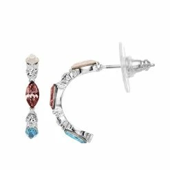 Cheapest โญ Brilliance Multicolor Crystal C-Hoop Earrings Silver Tone Multi ๐คฉ