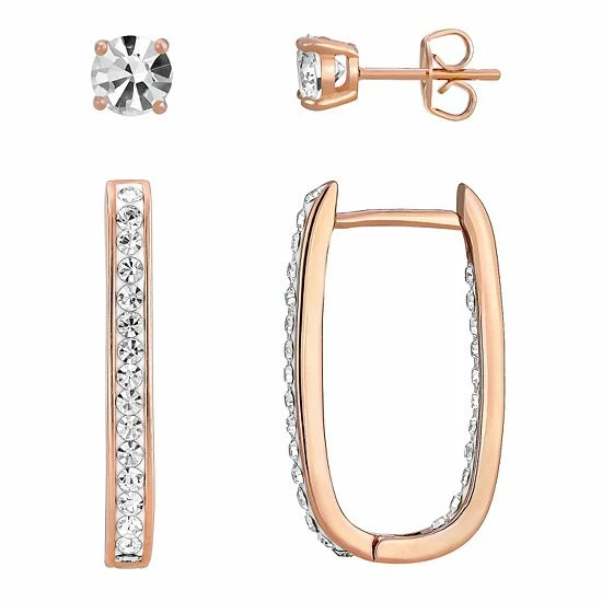 Wholesale β Chrystina Crystal Stud & Oval Hoop Earring Set π― 3 Wholesale β Chrystina Crystal Stud & Oval Hoop Earring Set π―