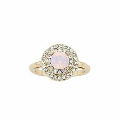 Brand new ๐ Brilliance Simulated Rosewater Opal Crystal Double Halo Ring โ