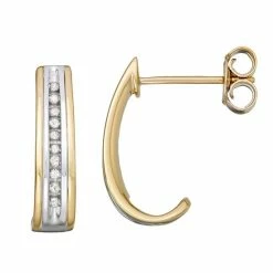 Buy π Unbranded Sterling Silver 1/10 Carat T.W. Diamond J-Hoop Earrings π₯°