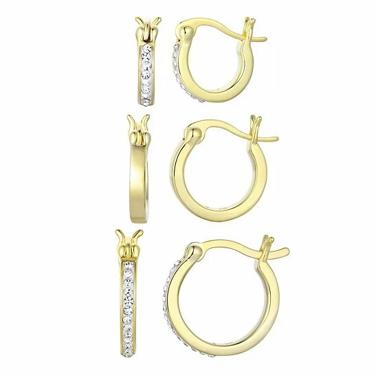 Buy π Chrystina 14k Gold Plated Simulated Crystal Hoop Earring Set Gold Tone π 5 Buy π Chrystina 14k Gold Plated Simulated Crystal Hoop Earring Set Gold Tone π - Image 3