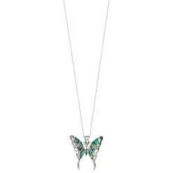 Budget 🧨 Vinyl Records Sterling Silver Abalone Butterfly Pendant Necklace 🥰