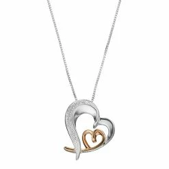 Deals ๐ฅ Timeless Sterling Silver Two Tone Cubic Zirconia "Grandma" Heart Pendant ๐งจ