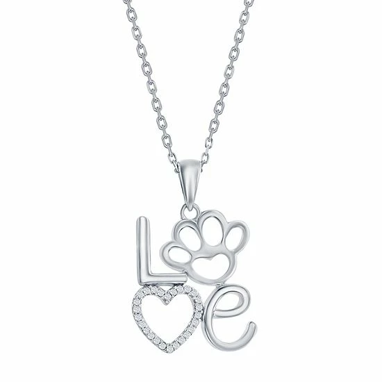 Cheap 🎁 Argento Bella Sterling Silver Cubic Zirconia Heart & Paw Print Pendant Necklace 🤩 3 Cheap 🎁 Argento Bella Sterling Silver Cubic Zirconia Heart & Paw Print Pendant Necklace 🤩