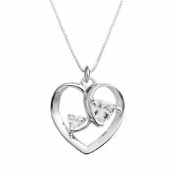 Cheap ๐ฏ Timeless Sterling Silver Cubic Zirconia "Two Hearts One Love" Pendant ๐