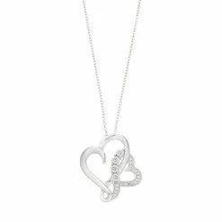 Best deal 💯 Unbranded Sterling Silver Diamond Accent Double Heart Pendant Necklace ✨