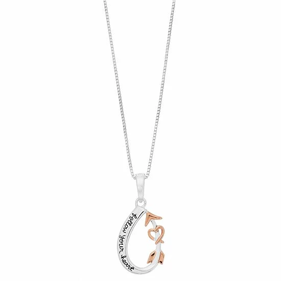 Buy ๐ Timeless Sterling Silver Two Tone "Follow Your Heart" Pendant Necklace ๐ 3 Buy ๐ Timeless Sterling Silver Two Tone "Follow Your Heart" Pendant Necklace ๐