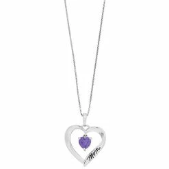 New ๐งจ Timeless Sterling Silver Cubic Zirconia "Mom I Love You" Heart Pendant Necklace โ๏ธ