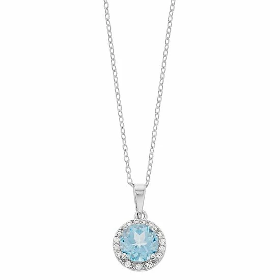 Cheap ๐ RADIANT GEM Blue Topaz & Lab-Created White Sapphire Halo Pendant Necklace ๐ 3 Cheap ๐ RADIANT GEM Blue Topaz & Lab-Created White Sapphire Halo Pendant Necklace ๐