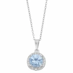 Best deal 🥰 RADIANT GEM Simulated Aquamarine & Diamond Accent Birthstone Pendant Necklace 🛒