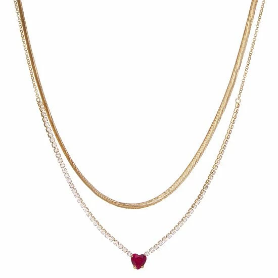 Best deal π€© Nine West Gold Tone Red & Clear Crystal Heart Double-Strand Necklace β 3 Best deal π€© Nine West Gold Tone Red & Clear Crystal Heart Double-Strand Necklace β