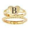 Discount 🧨 City Luxe Heart Initial & Textured Band Ring Set Gold Tone B 👍 -Valentine's Day Jewelry shop unnamed file 938
