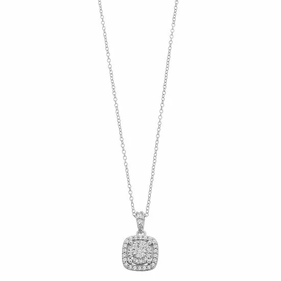 New π Unbranded 1/4 Carat T.W Diamond Cushion Pendant Necklace Sterling Silver π 4 New π Unbranded 1/4 Carat T.W Diamond Cushion Pendant Necklace Sterling Silver π - Image 2