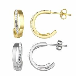 Flash Sale 😉 Chrystina Two-Tone Crystal C-Hoop Earring Set 🔔