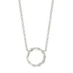 Promo ๐ฅ Love This Lifeยฎ Sterling Silver Cubic Zirconia Baguette Circle Necklace Silver Tone โญ