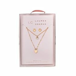 Buy ⭐ LC Lauren Conrad Gold Tone Multilayer Nickel Free Heart Necklace And Earring Set 😀